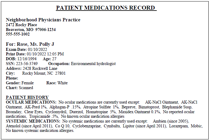 Printing Patient Medication Record