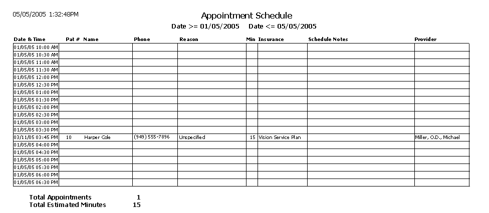 Appointment Schedule