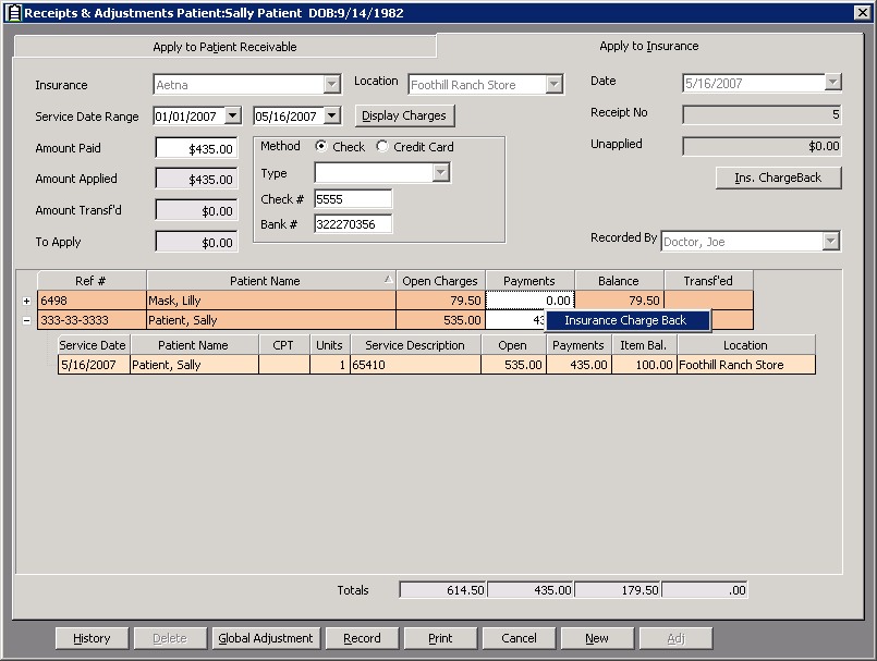 Recording Insurance Chargebacks Recording Insurance Chargebacks